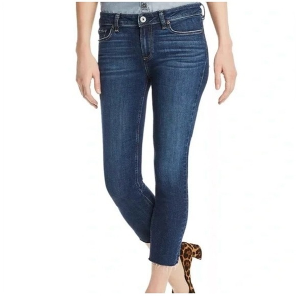 PAIGE KYLIE CROP Women’s Distressed Low‎ Rise Raw Hem Jeans sz 31 - Picture 1 of 7